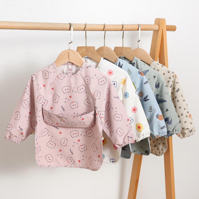 Waterproof and dirt-proof baby long sleeve bib Child feeding bib easy to clean-Veeddydropshipping-1