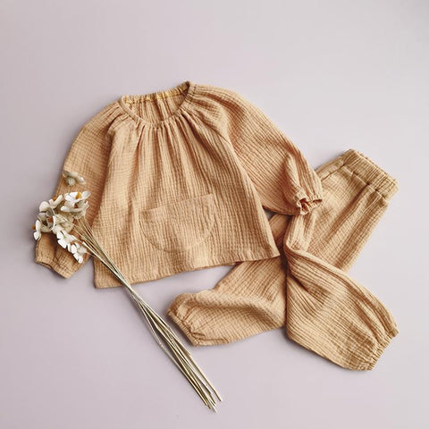 New Kids Clothing Sets 2pcs Autumn Children Pajamas Suit Fall Solid Boys-TB01082-Veeddydropshipping