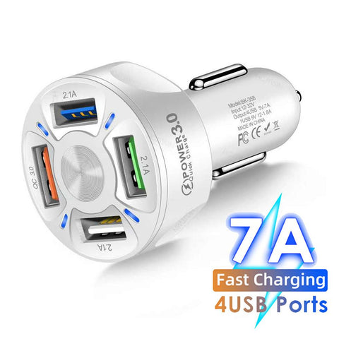 MZX 4 Ports Car Charger Fast Charge 2 USB-A-PA01152-Veeddydropshipping
