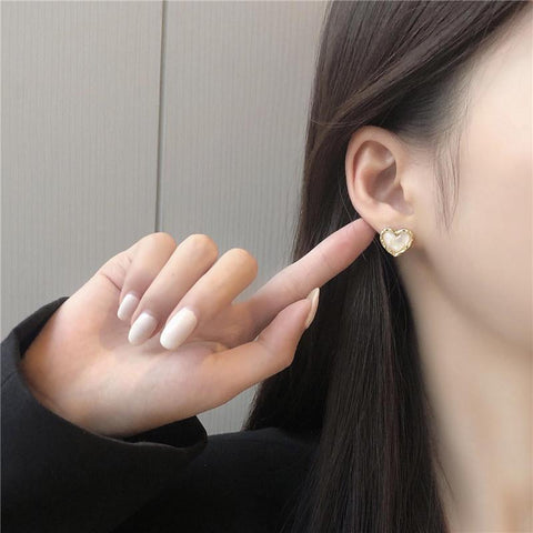 Heart Earring Women Classic Black White Stud Earrings Female -JW01429-Veeddydropshipping