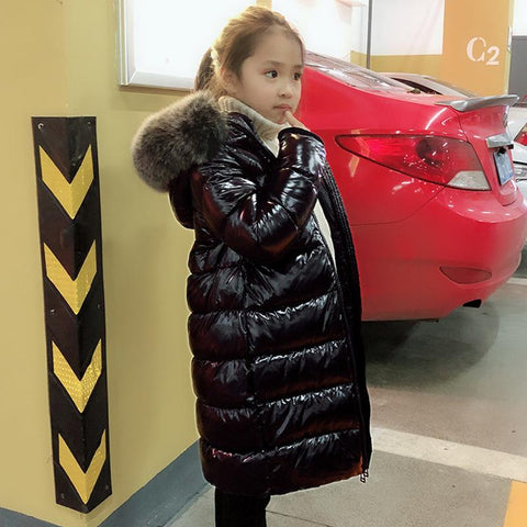 Girls Warm Down Jacket Fox Fur Kids Clothes-TB01023-Veeddydropshipping