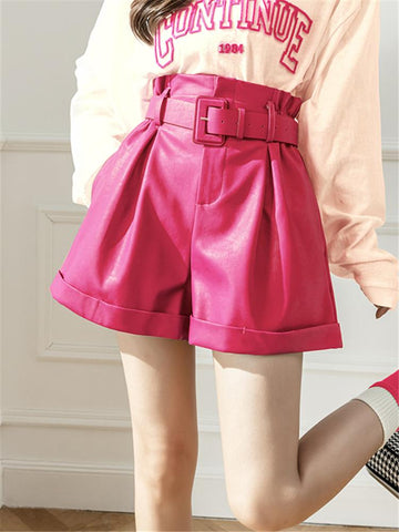 PU Faxu Leather Women Shorts Pants-WF00590-Veeddydropshipping