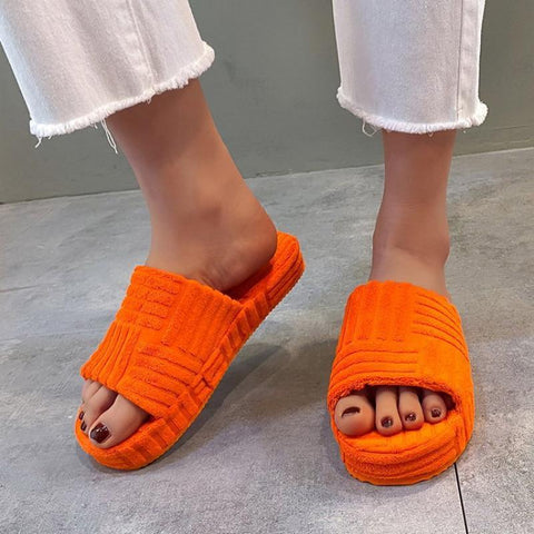 Flat Towel Slippers Thick Soles Wear Fashion Hight Street-BS01135-Veeddydropshipping