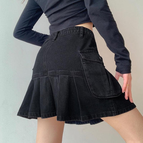 Women Korea Vintage Pleated High Waisted Skirts-WF00389-Veeddydropshipping