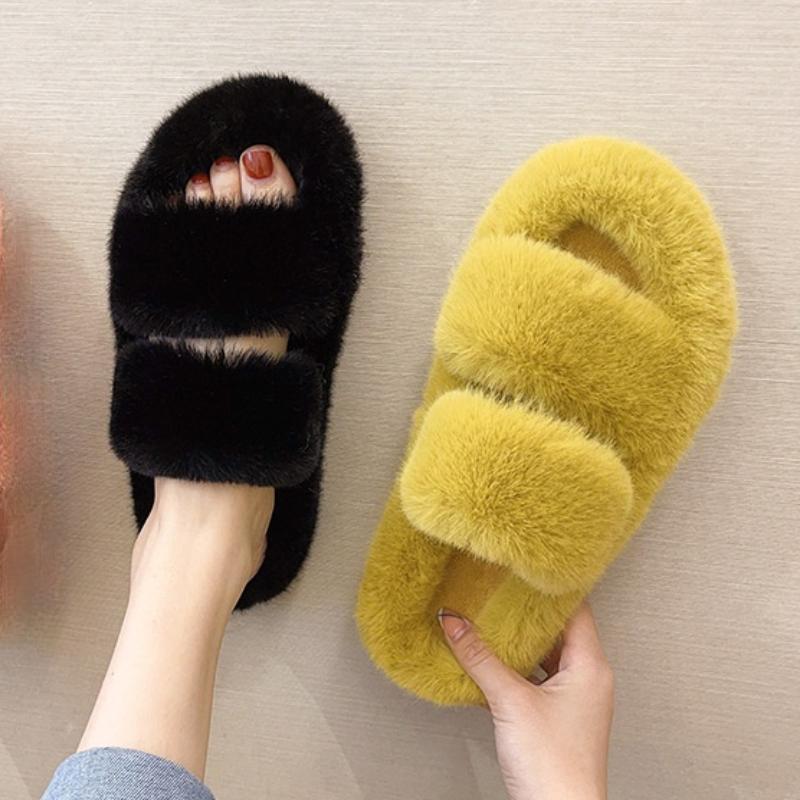 Slippers for Home Fluffy Soft Indoor Slides Thick Flats Heel Non-BS01270-Veeddydropshipping