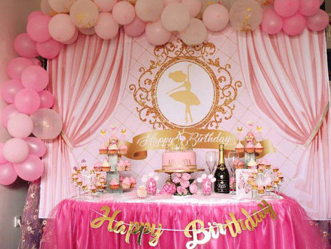 Princess Birthday Party Backdrop For Photography Castle Unicorn Carriage Glitte-CE00410-Veeddydropshipping