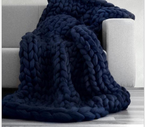 Soft Handmade Weaving Thick Yarn Blanket-HA00447-Veeddydropshipping