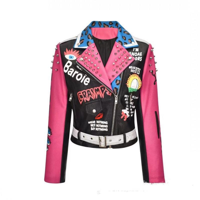 Designer Punk Motorcycle Biker Jacket Women-Veeddydropshipping