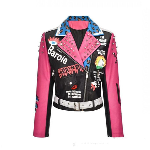 Designer Punk Motorcycle Biker Jacket Women-Veeddydropshipping