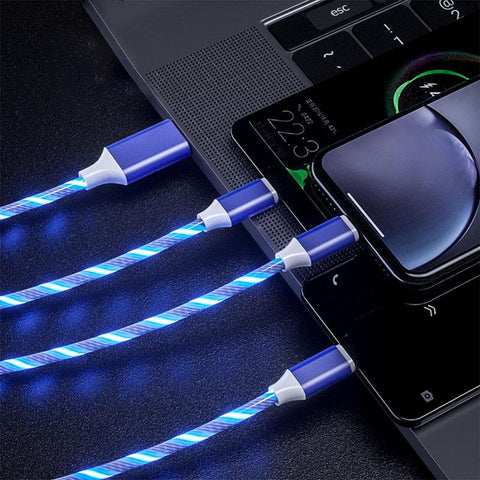 3in1 Micro USB Type C Mobile Phone Charging Cable LED lighting Charger Cable-PA00415-Veeddydropshipping