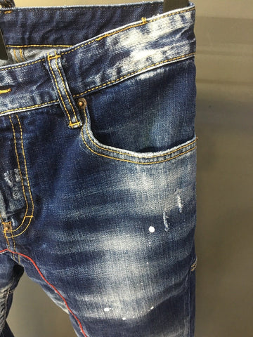 new D2 fashion men wash blue slim-fit wear-out-MF00623-Veeddydropshipping