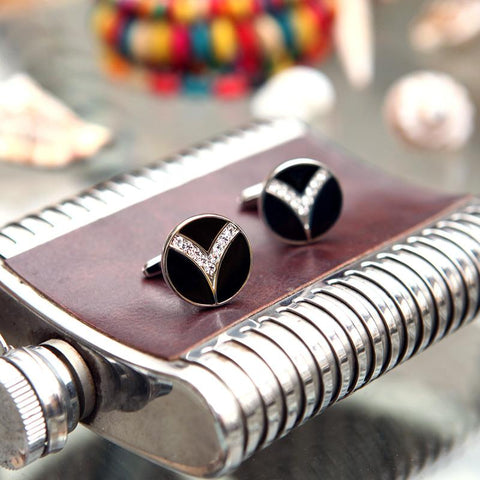 Jewelry Black designer Cuff link Wholesale y French shirt cufflinks for mens -JW01318-Veeddydropshipping