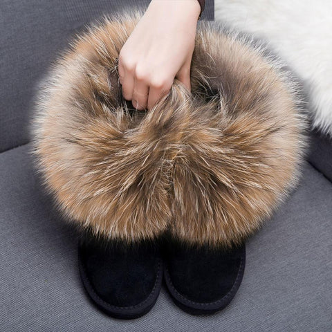 Snow Boots,Real Cowhide,Fox Wool Classic Women-BS01028-Veeddydropshipping