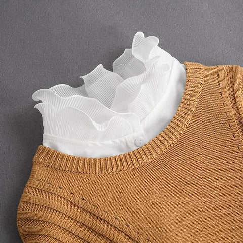 Lace Ladies Front Tie Fake Collar-WF01138-Veeddydropshipping