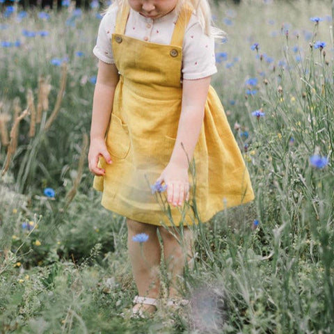 Summer Child Little Girls Suspender Skirt Plain Cotton-TB00890-Veeddydropshipping