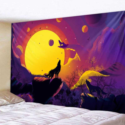 Fantasy wolf tapestry wall hanging room decoration-HA00224-Veeddydropshipping