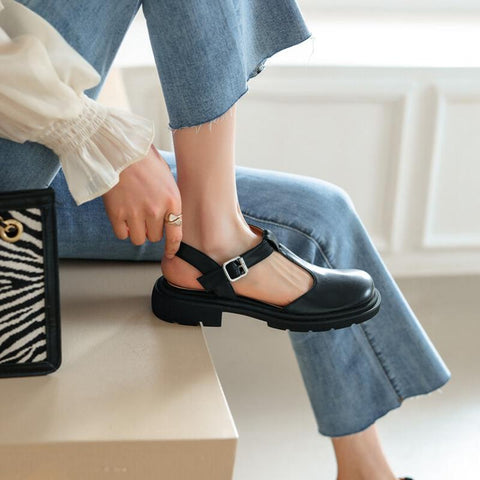 Toe Chunky Heel Women Sandals Women Mary Janes Split-BS00875-Veeddydropshipping