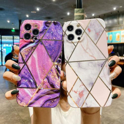 Geometry Marble Soft TPU Case Cover For iPhone 13 12 Pro Max 11 XS XR X 8 7 Plus-PA00123-Veeddydropshipping