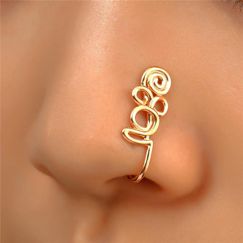 Crystal Nose Piercing Body Jewelry Floral Nose Hoop Nostril Nose Ring-JW01377-Veeddydropshipping