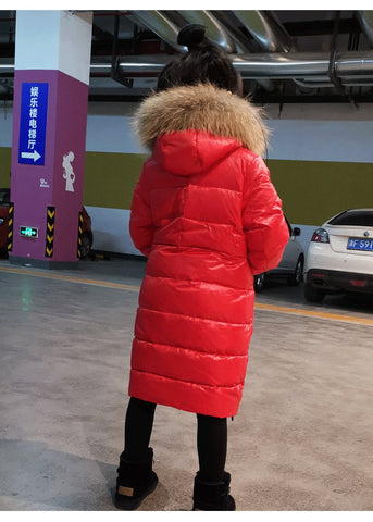 Girls Warm Down Jacket Fox Fur Kids Clothes-TB01023-Veeddydropshipping