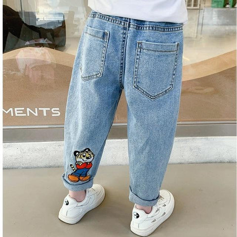Boys Jeans Kids Casual High Waist Jean Pant Cartoon Printed Denim-TB01258-Veeddydropshipping