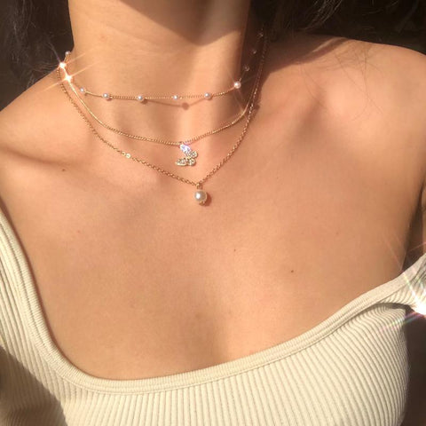 Pearl Choker Necklace For Women Fashion Imitation Pearl -JW01218-Veeddydropshipping