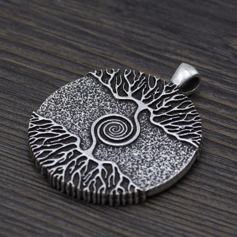 Vikings Amulet Tree of Life Round Big Pendant Necklace-JW01290-Veeddydropshipping
