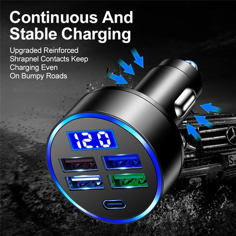 Lovebay 4 Ports USB PD Fast Car Phone Charge With LED-PA01125-Veeddydropshipping