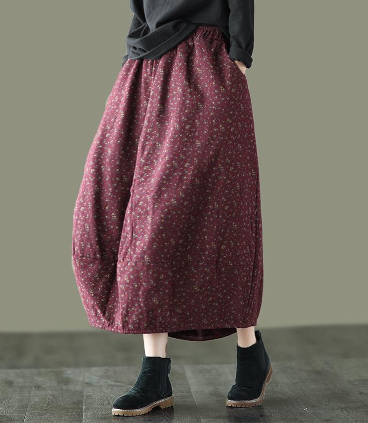 Women Retro Print Loose Thick Fashion A-Line Skirts-WF00445-Veeddydropshipping