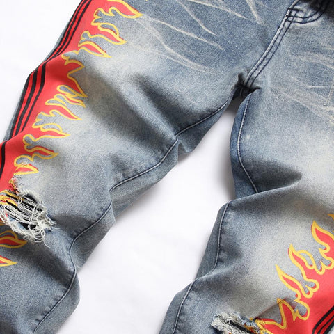 Painted Jeans Slim Straight Stretch Denim Pants Vintage-MF00586-Veeddydropshipping