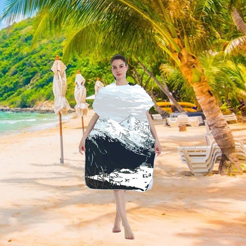 Microfiber Bath Towel Hooded Surf Beach Swimwear Women Men Swimsuit Poncho -OS00219-Veeddydropshipping