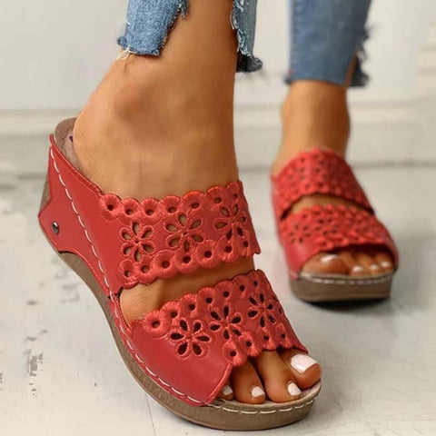 Sandals Shoes Woman Pointed Toe Wedge Shoes Slip On Fish-BS00861-Veeddydropshipping