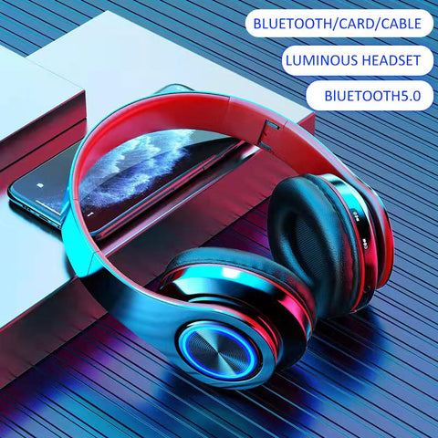 Wireless Light emitting Headset Bluetooth Headset Subwoofer Stereo Pluggable -CE01046-Veeddydropshipping
