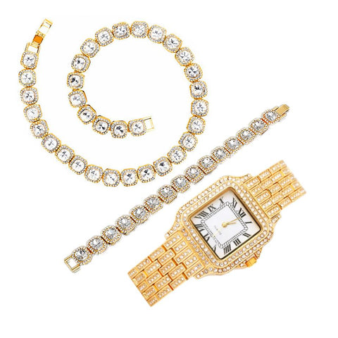 Luxury Watch  Chains Bracelet Necklace Jewelry Watch Set -JW01067-Veeddydropshipping