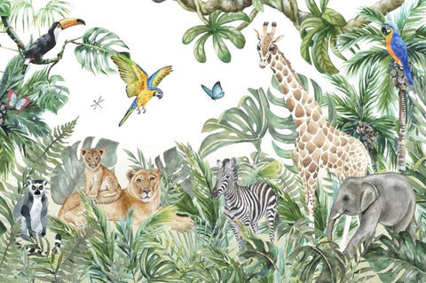 Watercolor Tropical Jungle Safari Animal 1st Birthday Party Backdrops Wild One Baby Shower -CE00332-Veeddydropshipping