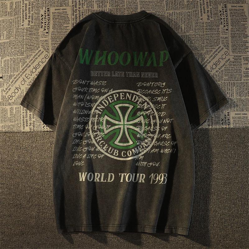 Summer retro patterned short sleeved T-shirt with loose and fashionable fit-Veeddydropshipping