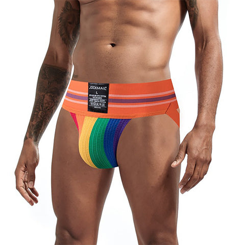 Sexy Briefs Jockstrap Pouch Cuecas Man Cotton Panties Thongs Rainbow-MF01653-Veeddydropshipping
