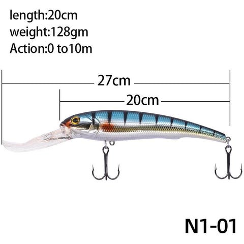 20cm 128g Wobbler Minnow Fishing Lures Crankbait Big Fish Hard Bait Pesca -OS00428-Veeddydropshipping
