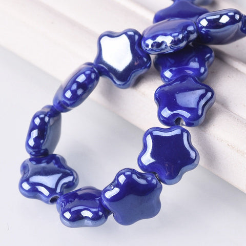 Star Flower Shape Shiny Glossy Glazed Loose Beads lot for DIY -JW01536-Veeddydropshipping