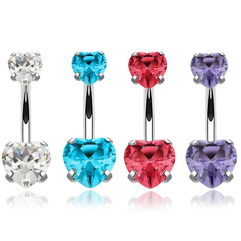 1PC Heart Belly Button Ring Steel Cz Cute Ring Women Body Jewelry-JW01369-Veeddydropshipping