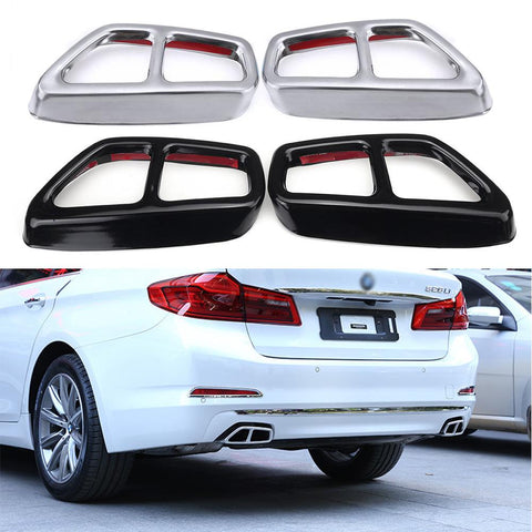 Yubao Silver/Glossy Black Car Exhaust Muffler Pipe Cover Trims Stainless Steel-AM00090-Veeddydropshipping