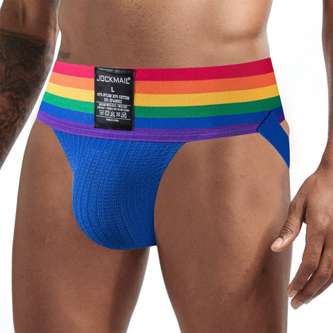 Sexy Briefs Jockstrap Pouch Cuecas Man Cotton Panties Thongs Rainbow-MF01653-Veeddydropshipping