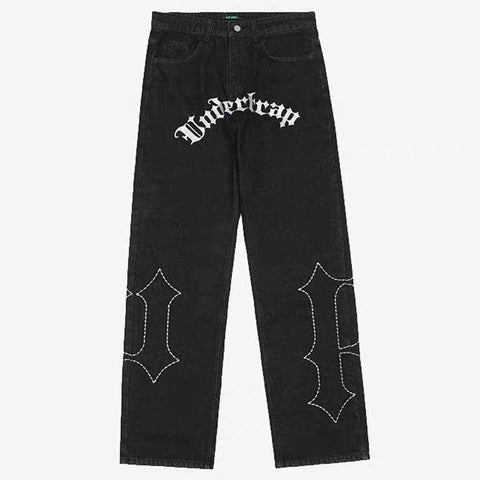 jeans men and women loose printing street mopping-MF00551-Veeddydropshipping