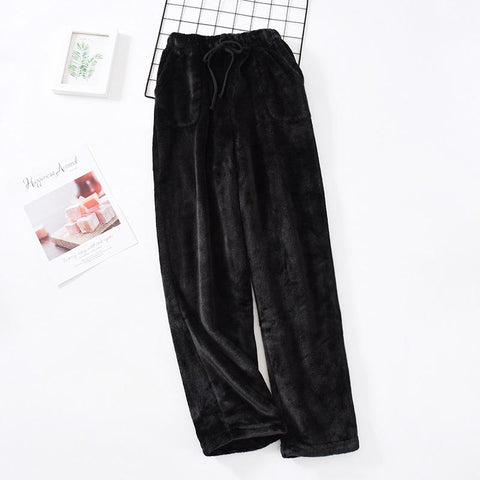 Pants High Waist Sleep Pants Fleece Comfortable Winter Warm Loose Straight Home-MF01600-Veeddydropshipping