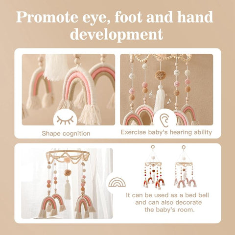 Baby Toys Wooden Rattles Nordic Style Rainbow Infant Crib Mobile Bed Bell-TB00504-Veeddydropshipping