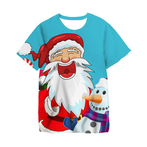 3-14Ys Kids Clothes Santa Claus With Deer Graphic Tee Shirt Merry-TB01158-Veeddydropshipping