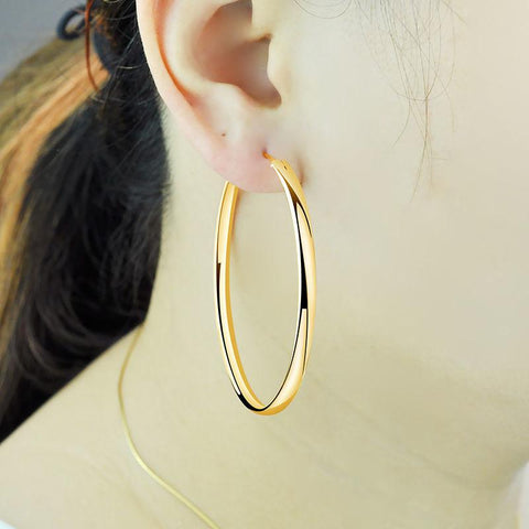 New Platinum Plated 925 Sterling Silver Women Hoop Earrings-JW00052-Veeddydropshipping