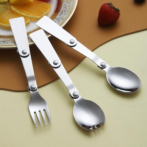 Tableware Outdoor Portable Three-Fold Spoon Fork Travel-OS01259-Veeddydropshipping