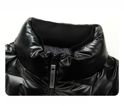 Fashion Black Silver Gold Glossy Thick Winter Hooded-MF01189-Veeddydropshipping