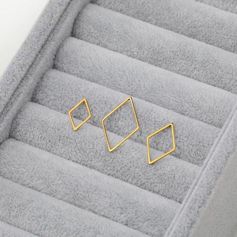Stainless Steel Pendant Base Rhombus Hollow for Diy Earrings-JW01573-Veeddydropshipping